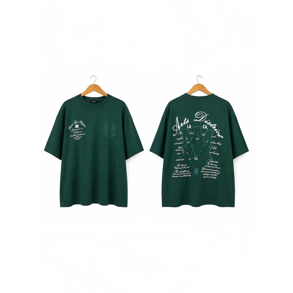 AMIRI Arts District Logo Graphic Oversized T-Shirt Green
